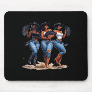 Black History Month Cowgirl Western Afro Black Wom Mouse Pad