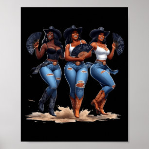 Black History Month Cowgirl Western Afro Black Wom Poster