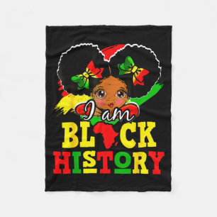 Black History Month Cute Messy Bun Girl Kids s Fleece Blanket