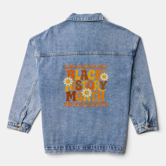 Black History Month Daisy Retro Denim Jacket (Back)