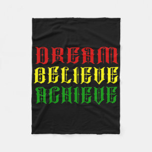 Black History Month Dream Believe Achieve - Red Ye Fleece Blanket