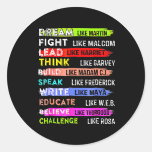 Black History Month Dream Like Martin African Lead Classic Round Sticker