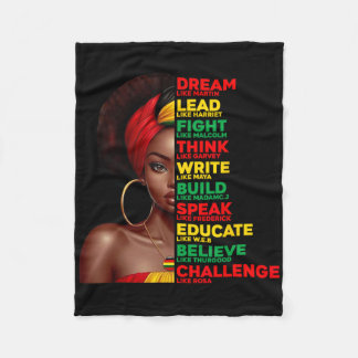 Black History Month Dream Like Martin Melanin Girl Fleece Blanket