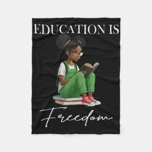 Black History Month Education Is Freedom Books Bla Fleece Blanket