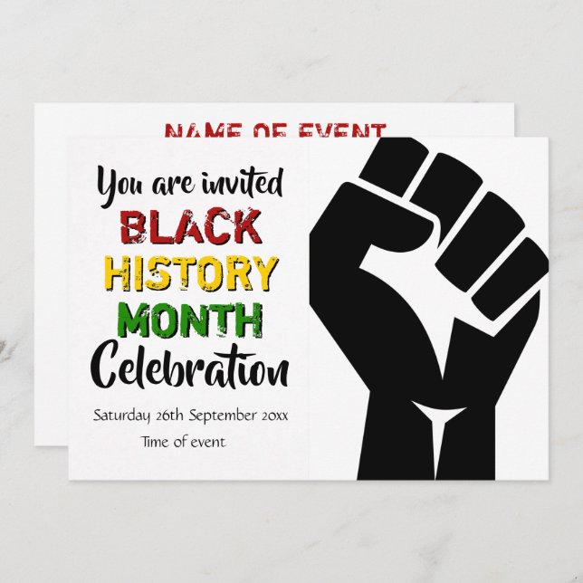 BLACK HISTORY MONTH Event Party Celebration Invitation (Front/Back)