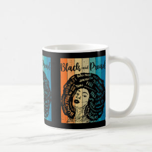 Black History Month Feb Tee, Black And Proud Afro Coffee Mug