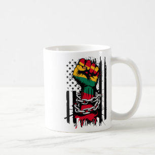 Black History Month Fist American Flag Juneteenth  Coffee Mug