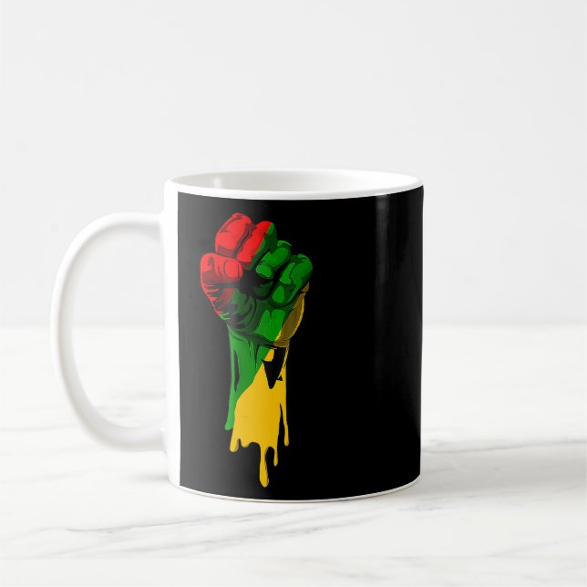 Black History Month Fist Black Power African Women Coffee Mug (Left)