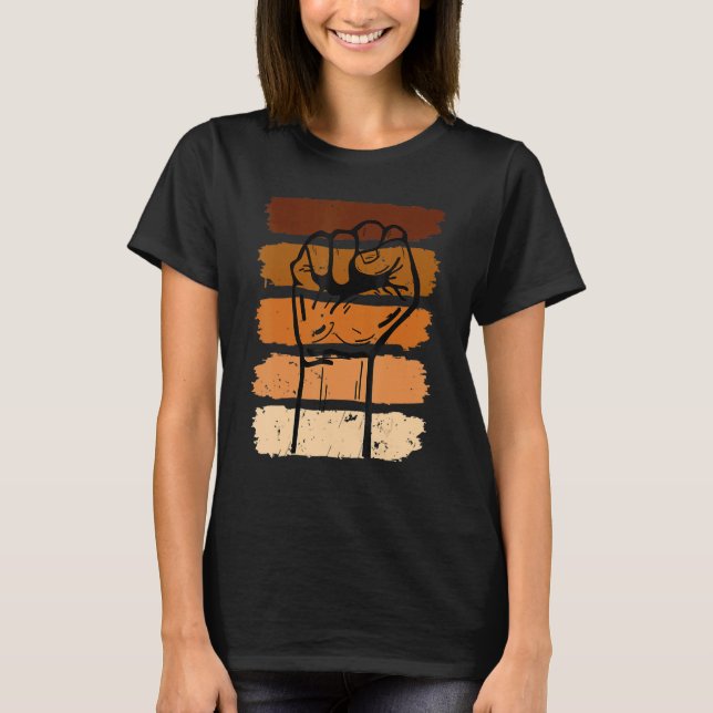 Black History Month Fist Black Power African Women T-Shirt (Front)