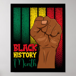 Black History Month Fist Hands In African Flag Col Poster