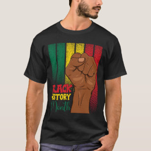 Black History Month Fist Hands In African Flag Col T-Shirt