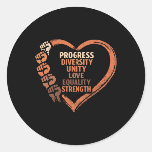 Black History Month Fists Diversity Equity Melanin Classic Round Sticker