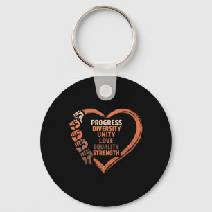 Black History Month Fists Diversity Equity Melanin Key Ring