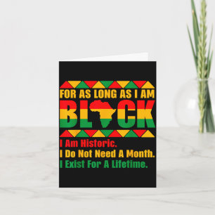 Black history month for as long as am black pride card