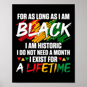 Black History Month For As Long As I Am Black I Am Poster