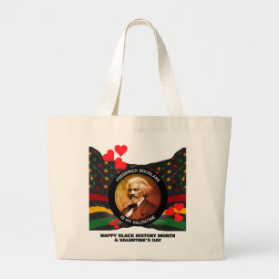 Black History Month FREDERICK DOUGLASS Valentine Large Tote Bag