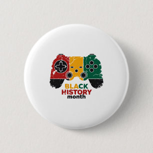 Black History Month Gamer Flag Distressed Controll 6 Cm Round Badge