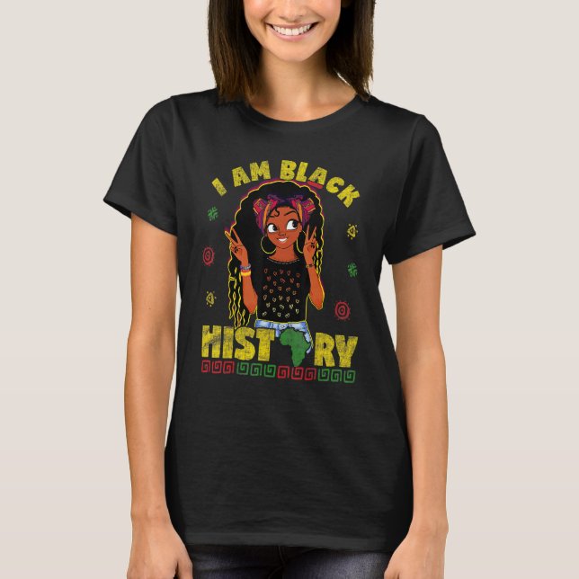 Black History Month Girls African Woman Afro Ameri T-Shirt (Front)