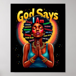 Black History Month God Says I Am Juneteenth Stron Poster