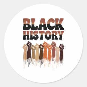 Black History Month Hands Symbol Afro Motivation  Classic Round Sticker