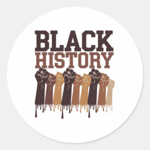 Black History Month Hands Symbol Afro Motivation Classic Round Sticker