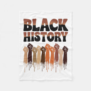 Black History Month Hands Symbol Afro Motivation  Fleece Blanket