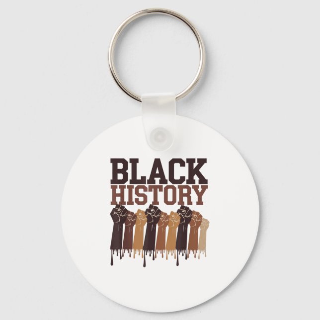 Black History Month Hands Symbol Afro Motivation  Key Ring (Front)
