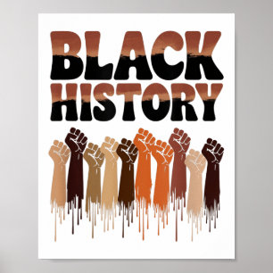 Black History Month Hands Symbol Afro Motivation Poster