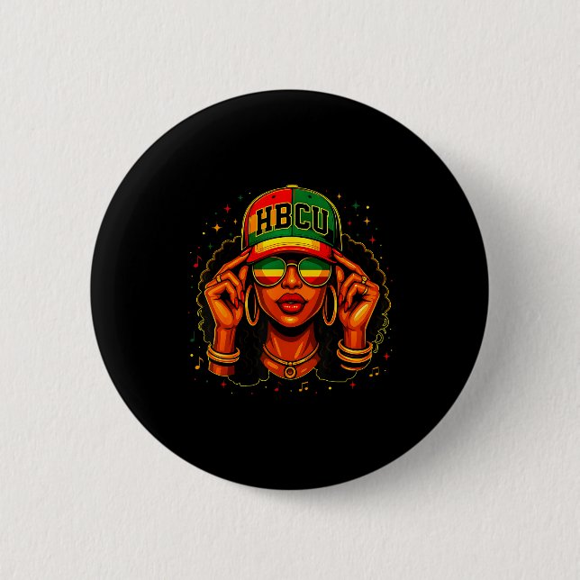 Black History Month Hbcu Black Afro Educated Girl  6 Cm Round Badge (Front)