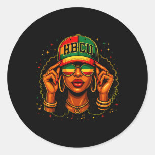 Black History Month Hbcu Black Afro Educated Girl Classic Round Sticker