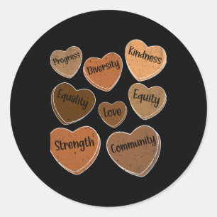 Black History Month Heart Diversity Equity Proud B Classic Round Sticker
