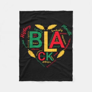 Black History Month Heart Shaped Inspirational Men Fleece Blanket