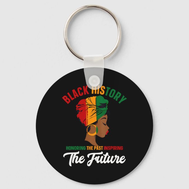 Black History Month Honoring Past Inspiring Future Key Ring (Front)