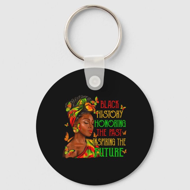 Black History Month Honoring Past Inspiring Future Key Ring (Front)