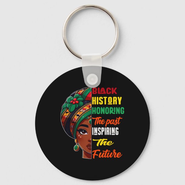 Black History Month Honoring Past Inspiring Future Key Ring (Front)
