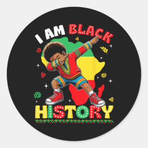 Black History Month I Am Black History Dabbing Kid Classic Round Sticker