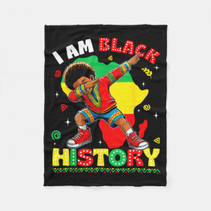 Black History Month I Am Black History Dabbing Kid Fleece Blanket