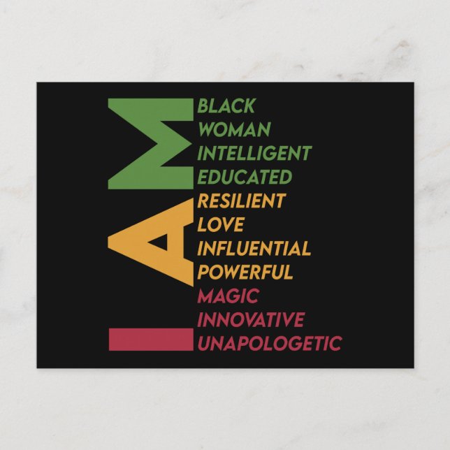 Black History Month I Am Black Woman Postcard (Front)