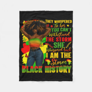 Black History Month I Am The Storm Black Afro Quee Fleece Blanket