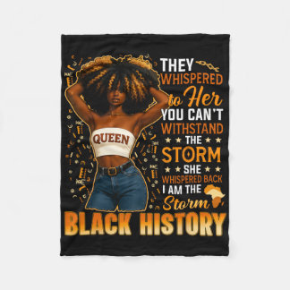 Black History Month I Am The Storm Black Afro Quee Fleece Blanket