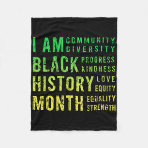 Black History Month Inspirational Equality Diversi Fleece Blanket