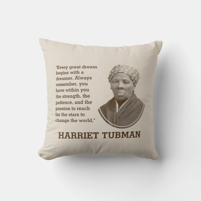 Black History Month Inspirational HARRIET TUBMAN Cushion (Front)