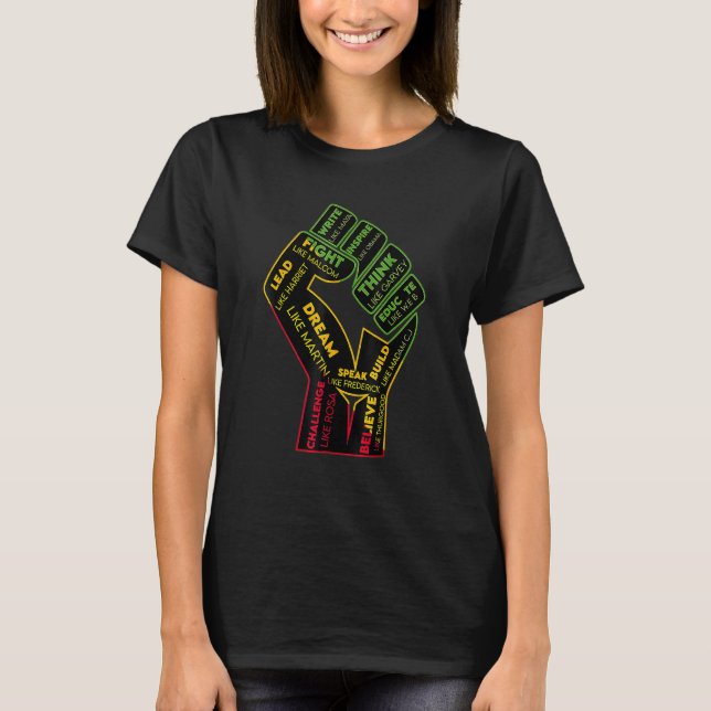Black History Month Inspiring Black Leaders Power  T-Shirt (Front)