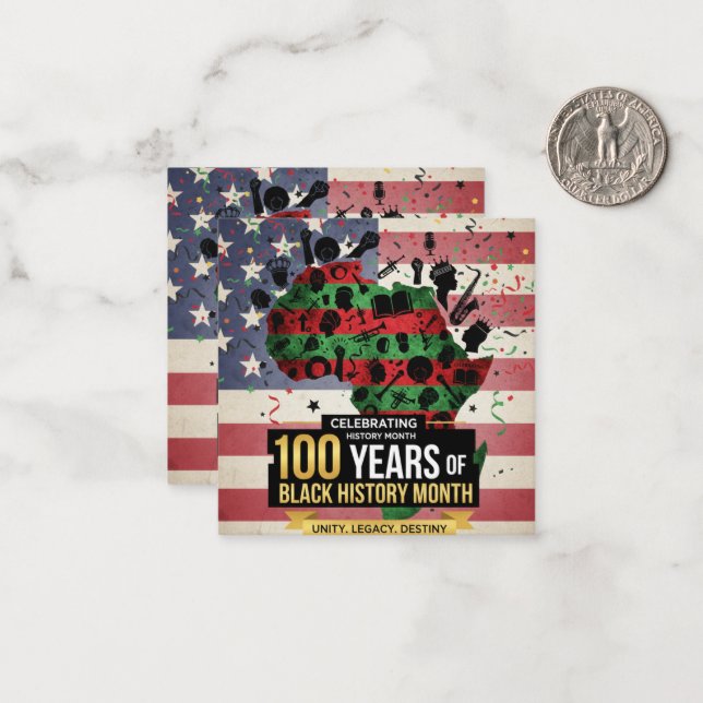 Black History Month Inspiring Flat Note Cards (Front/Back In Situ)