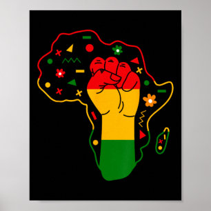 Black History Month Juneteenth Map Hand Fist Afric Poster