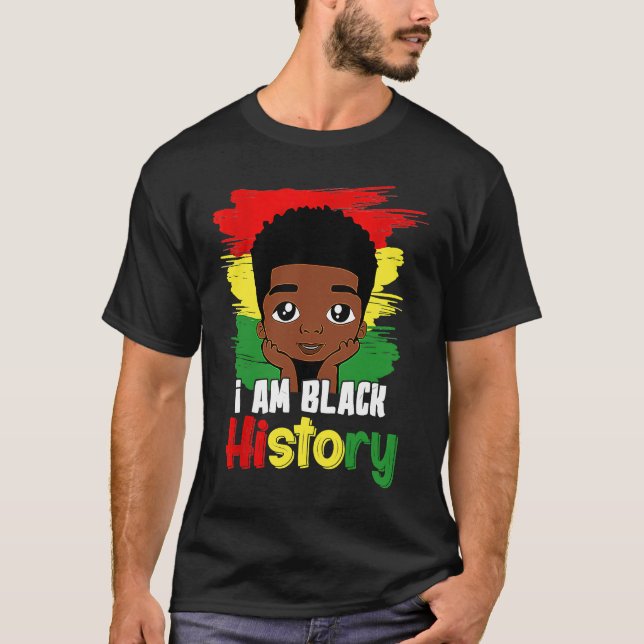 Black History Month Kids Boys I am African America T-Shirt (Front)