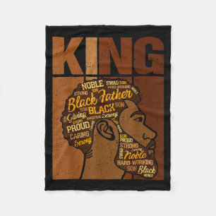 Black History Month King African Melanin Father Me Fleece Blanket