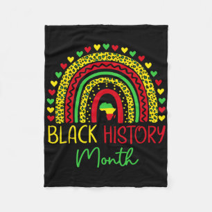 Black History Month Leopard Rainbow African Americ Fleece Blanket