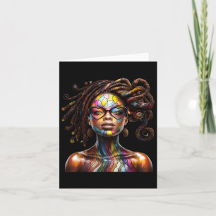 Black History Month Loc'd Hair Art Black Queen Afr Card