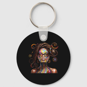Black History Month Loc'd Hair Art Black Queen Afr Key Ring